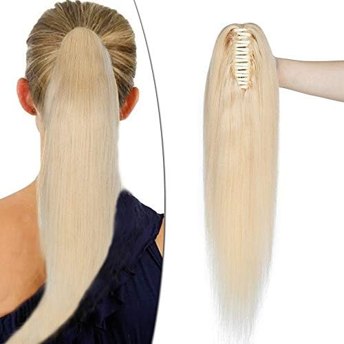 16 inch SEGO Claw Clip in Ponytail Extension Real Human Hair [#2 Dark Brown] 100% Remy One Piece Clip on Hairpieces Straight (105g)