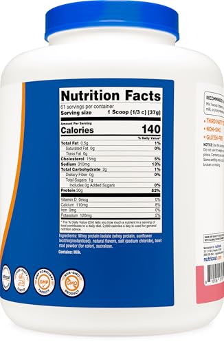Image of Nutricost Whey Protein Isolate (Strawberry Milkshake) 5LBS