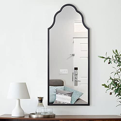 Chende Arch Wall Mirror for Living Room, 47"X20" Antique Black Decorative Mirror with Wooden Frame, Large Modern Accent Mirror for Foyer, Bathroom