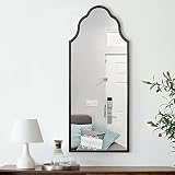 Chende Arch Wall Mirror for Living Room, 47"X20" Antique Black Decorative Mirror with Wooden Frame,