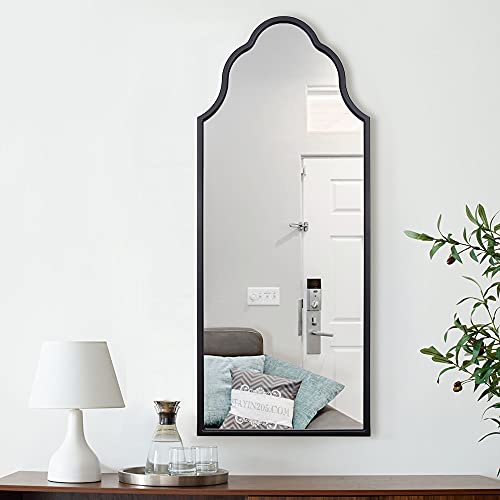 Chende Arch Wall Mirror For Living Room, 47"X20" Antique Black Decorative Mirror With Wooden Frame, Large Modern Accent Mirror For Foyer, Bathroom #TOP3