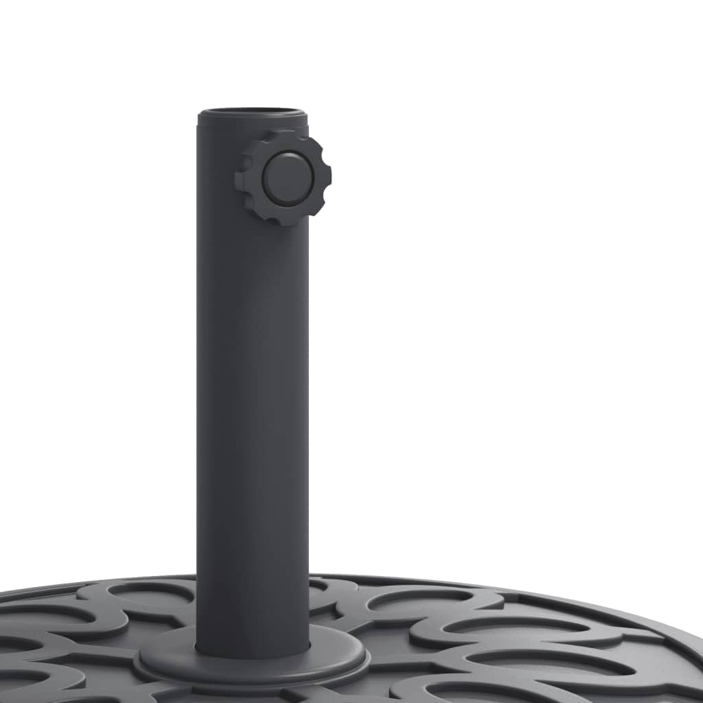 Pied de parasol à roulettes 27 kg rond pour canne 38 et 48 mm avec roulettes pivotantes verrouillables et bouton de serrage