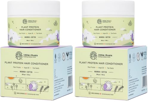 Image of Little Rituals Plant Protein Conditioner | Hair Mask & Normal & Curly Hair Products | Natural Shine & Strong Hair | Plant Protein, Flax Seeds, Argan Oil & Conditioner for Frizzy Hair | MADE SAFE | pH Balanced | 200 gm
