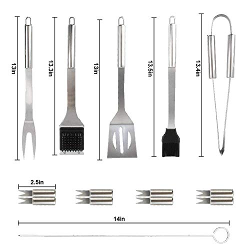 Set Attrezzi Barbecue 16 Pezzi - Acciaio Inox, Con Pinza, Paletta, Spazzola E Borsa Portatile - Foto 10