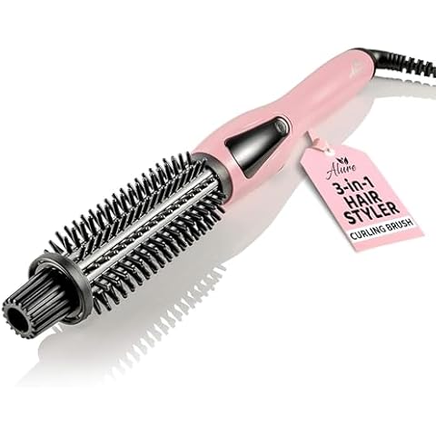 Alure Heated Styling Brush - 3-in-1 Ionic Hair Curler/Straightener with Anti-Scald Nylon Bristles, Electric Curl Wand for All Hair Types, Ideal as a Curling Iron Alternative for Short Hair and Styling Cover