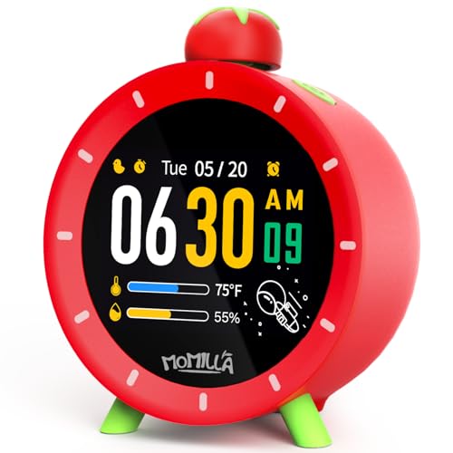 Image of MOMILLA Kids Alarm Clock for Bedrooms, Colorful Display 7-Day Programmable 4 Alarms, Visual Timer with White Noise, Digital Clock Loud for Heavy Sleepers, Christmas Birthday Gifts for Girls Boys