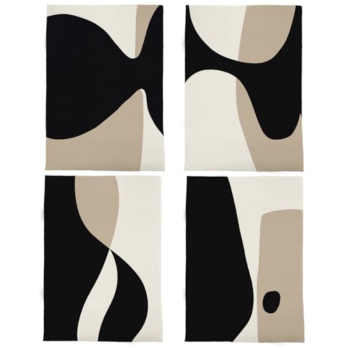 GCFET Boho Neutral Kitchen Towels - Abstract Beige and Black