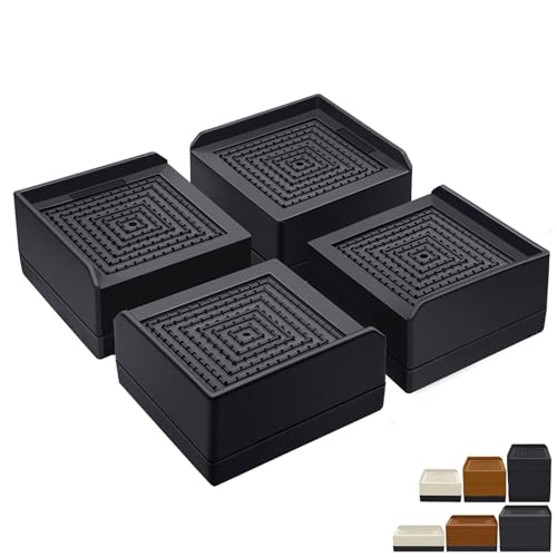 ANNKUT Bed Risers 1.5 inch Heavy Duty, Furniture Risers for Bed Sofa Table and Couch Lifting，Square Adjustable Risers Blocks, Support Up to 1,300 Lbs (4 Pack-Black)