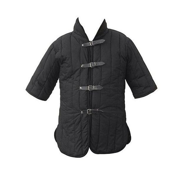 Handmade gambeson Medieval padded armor Thick padded gambeson Black gambeson Renaissance clothing Historical reenactment gear LARP costume (XL, BLACK)