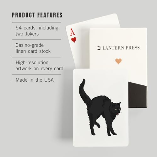 Lantern Press Black Cat, Baraja de 52 Cartas Poker miniatura 3