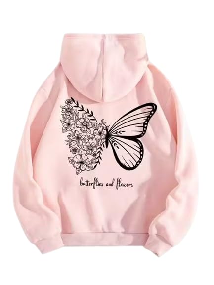 u.k fashions Women’s Butterfly Print Hoodie – Stylish Casual Sweatshirt Jacket for Girls & Women-picture-47