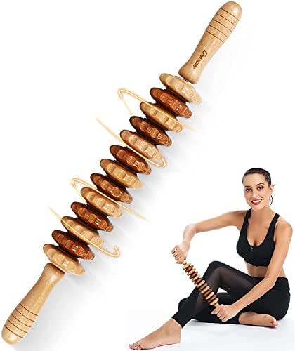 Wood Massage Roller Accessories Anti Cellulite Massager Wooden Therapy Roller Tool Massager Maderotherapy Relax Tight Muscles for Leg, Anti Cellulite, Body Sculpting, 46cm Extended Design