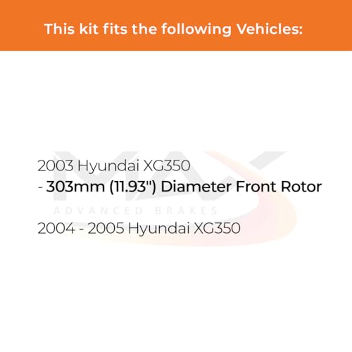 Image of Max Advanced Brakes Front & Rear Brake Kit Compatible With 2003 2004 2005Hyundai XG350 w /11.93 inch Dia Front Rotor Replacement Premium OE Disc Brake Rotors and Ceramic Brake Pads
