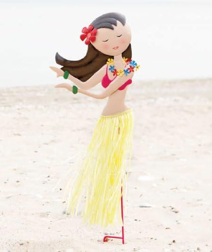 Hula Hawaiian Girl with Grass Skirt Metal Garden Stake 36" X 12-1/4"