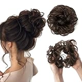 HIZEMLK 1PCS Messy Bun Hair Piece Messy Hair Bun Scrunchies for Women Wavy Curly Chignon Ponytail Hair Extensions Synthetic Thick Tousled Updo Bun (Dark Brown)