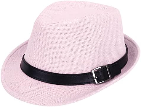 Pink Fedora Hats for Men Summer Beach Fedora Sun Hat Straw Depp Fedora Hats for Men Fadorabhats for Men Pink Hats for Men,Lt Pik, LXL