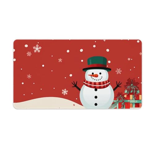 Grand tapis de souris pour la maison au motif festif de bonhomme de neige