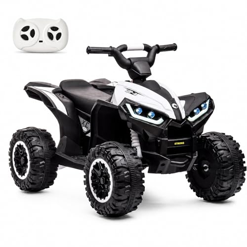 Garvee Quad Électrique Enfant 12V, Voiture Électrique pour Enfants avec LED Et Musique, 2 Vitesses 3-6 km/h, Klaxon, ATV pour Enfants 3+ Ans 83x 53x 56 cm