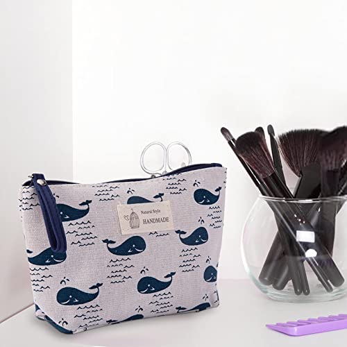 Canvas Cosmetic Bag with Zipper - Canvas Cosmetic Bags Travel Pouch Storage Case | Multi-Function Co