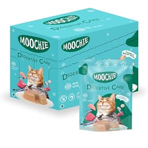 MOOCHIE Grain Free Adult Wet Cat Food – Digestive Care – Anchovy, Chicken, Tuna, Beef Pâté – No Artificial Flavors or Preservative – 12 x 2.5 oz Pouch