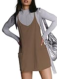 LOZ Women Summer Mini Romper Dress Workout Tennis Active Sports Athleisure Outfits Built in Shorts Trendy Vacation Clothes Sleeveless Spaghetti Straps Golf Athletic Dresses Coffee XX-Large