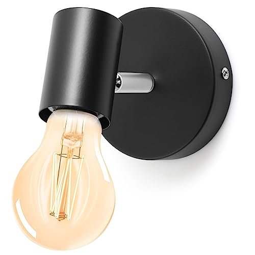 Tsling Industrial Wall Lights Spotlight LED 1 Flame with E27 Socket,Vintage Spot Light Fitting 90°/350° Rotatable,Indoor Ceiling Bedside Lamp Wall Sconce,Hallway,Bedroom,Kitchen,Hallway,with Bulb