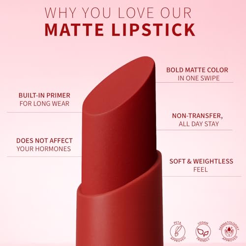 Image of TEEN TEEN Color Life Nontransfer Crayon Lipstick |Matte Finish with Built-in Primer |Waterproof & Long Lasting Lip Color |Smudge-Proof, Fade-Resistant Formula |Combo Color (Regal Red, Red-Wine)