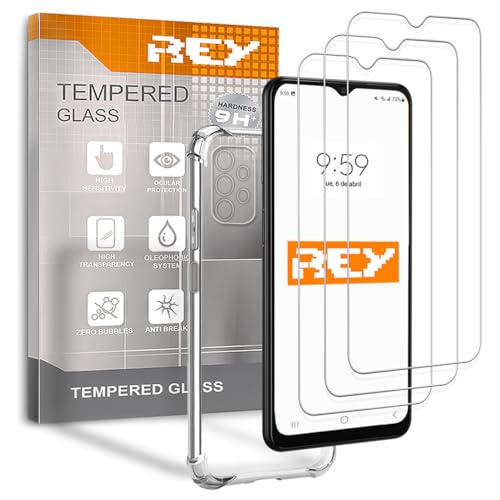 3X Protector de Pantalla y Funda Anti Shock para SAMSUNG GALAXY A13 4G, Cristal Vidrio Templado y Silicona TPU de Alta Resistencia
