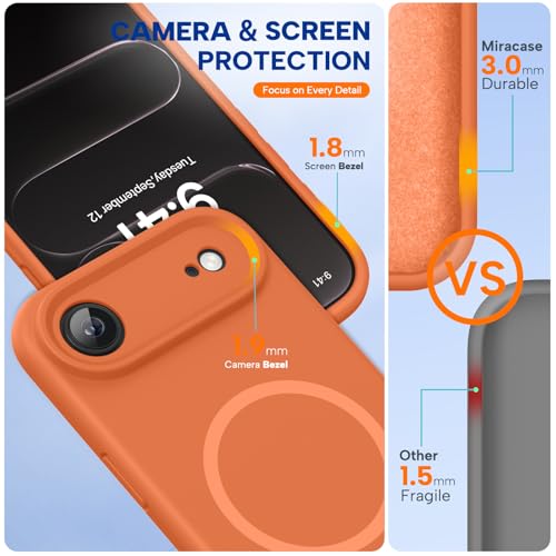 Miracase Magnetic for iPhone Air Case, Compatible with MagSafe, Integrated Silicone Camera Control Cover,Shockproof Drop Protection Phone Case for 17 Air,Orange — view 2