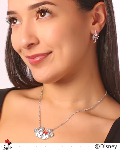 Mickey Mouse and Minnie Mouse Earrings for Women Official License, Hoop Earrings with Cubic Zirconia or Multicolored Crystals3