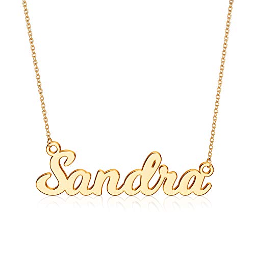 Ursteel Sandra Necklace, Custom Name Necklace Personalized Sandra 14K Gold Plated Necklace Customize Your Name Monogram Necklace Personalized Gifts for Women Teen Girls Gifts for Girlfriend