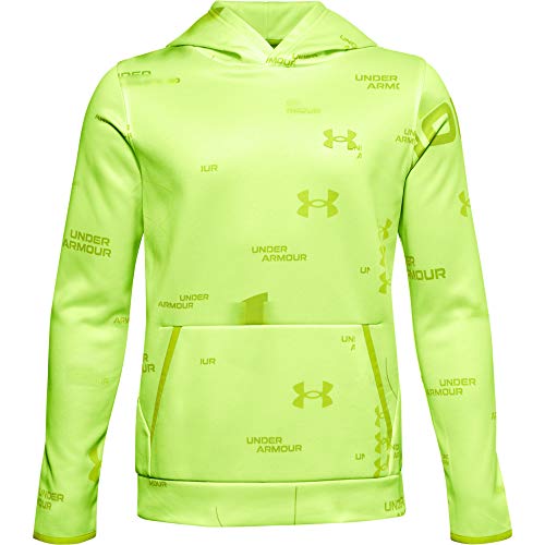 Under Armour Boys' Armour Fleece Printed Hoodie , Lime Fizz (291)/Black , Youth Large Under Armour Boys' Armour Fleece Printed Hoodie , Lime Fizz (291)/Black , Youth Large