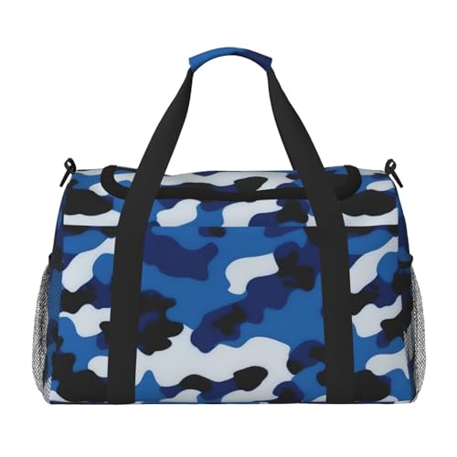 Sac de voyage bleu camouflage grand sac de sport pliable noir taille unique