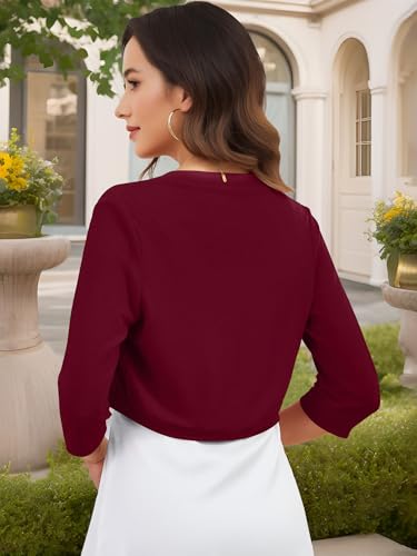 Image of Women's Long Sleeve Shrugs Lightweight Open Front Cropped Cardigan for Women S-2XL