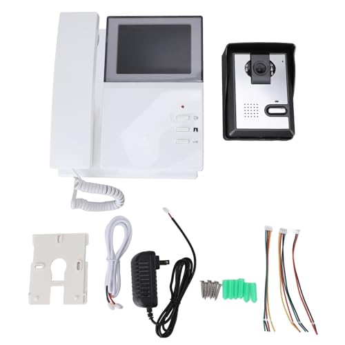 de Videoportero con Timbre de Alta Eficiencia, Teléfono con Cable, Antiinterferencias, Visión Nocturna Ajustable, LCD Digital en Color de 4,3 Pulgadas, Intercomunicador (Enchufe