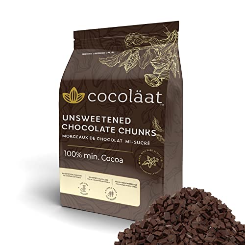 Cocolaat Chocolate Liquor Chunks | Unsweetened Chocolate Chunks | Cocoa Mass Chunks | 100% Cocoa | Resealable Stand Up Pouch | 2 lb
