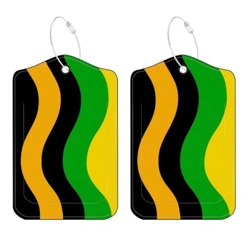 Image of Abstract Wave Luggage Tags 2 Pack, PU Leather Privacy Flap