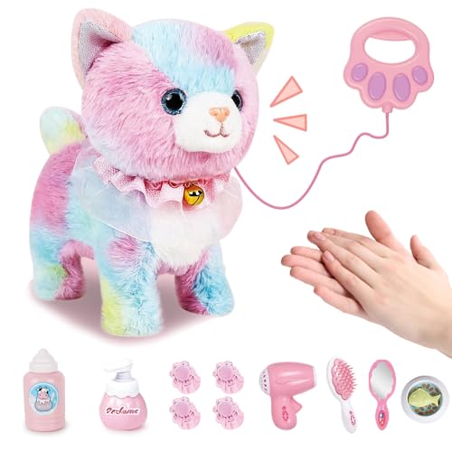 XUXLEKK Peluche gatto interattivo, Giochi Gatto Interattivi, Elettronico Pet Giocattolo Per Robot Gatti Per Bambini Che Abbaia e Cammina, regali di festival per Bambini 2 3 4 Anni(colore)