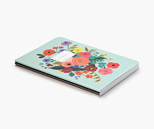 Rifle Paper Co. Garden Party Stitched Notebook Set, Set Of 3 Notebooks, 64 Ruled Pages With Gold Ink, Canvas Paper Cover With White Text Paper Interior #TOP5