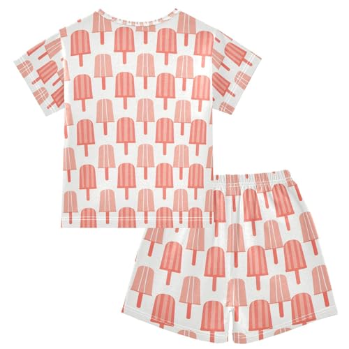 ALAZA Ice Cream Cute Pajamas Set Short Sleeve Cotton Sleepwear Summer Pjs 2 Piece 5-14Y2