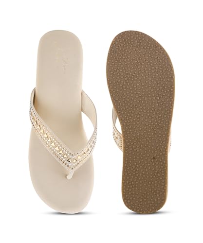 Image of JM LOOKS Elegant Mid-Wedge Sandal for Women Comfortable Slip-On Cross-Strap Design with Decorative Front Detail and Flexible Sole