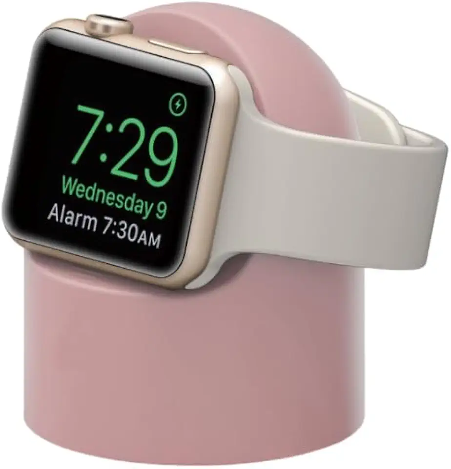 Suporte de Carregamento para relógio inteligente, Base carregadora para Smartwatch Universal, Base Dock, Suporte Carregador de mesa, Silicone Durável (Rosa)