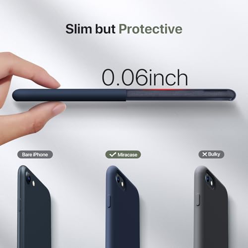 Image of Miracase Ultra Slim Designed for iPhone SE Case 2022(3rd Gen) /iPhone SE 2020 Case(2nd Gen) /iPhone 7 Case /iPhone 8 Case with Screen Protector, Multi-Color Silicone Shockproof Phone Case(Dark Blue)