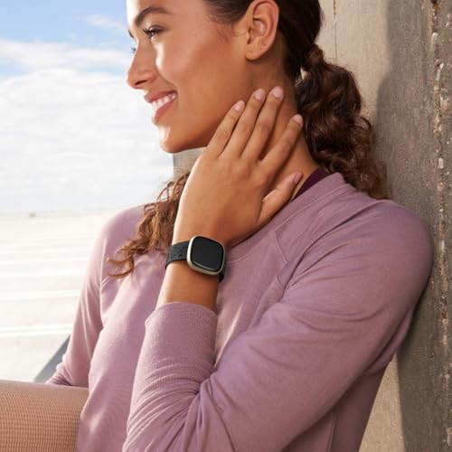 Getino Engraved Band Compatible with Fitbit Versa 4 Bands for Woman/Versa 3 Bands & Fitbit Sense 2 Bands/Sense Bands, Soft Floral Pattern Sport Accessories for Sense/Sense 2/Versa 4/3 Watch, Black by Getino - Image 7