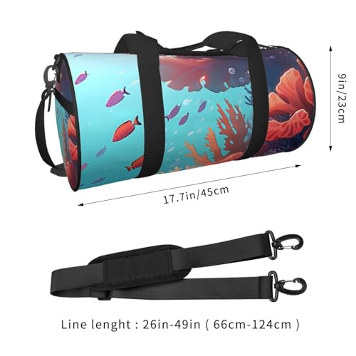 Coral Printed Travel Bag,Round Personal Item Storage bag,Foldie Duffel Bag for Traveling Vacation,Fitness,Sports4