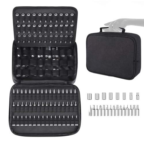 ZIORS Portable Drill Bit Organizer Bag,Brill Bit Holder Tool Bag 1/4-Inch,3/8-Inch,1/2-Inch,138 Hole Socket Organizer,Screwdriver Bit Organizer Drive Bit Storage Drill Bit Carrying Case (Bag Only)