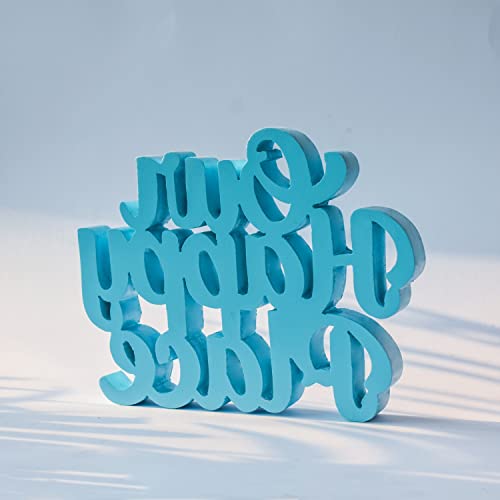 Image of NUKKAD TALE Our Happy Place Blue Aesthetic Table Decor Sculpture for Home or Office, Desk or Shelf, Quirky Room Decoration Showpiece, Ideal for Birthday Gift, Corporate Gift, and Inspiring Wall Decor
