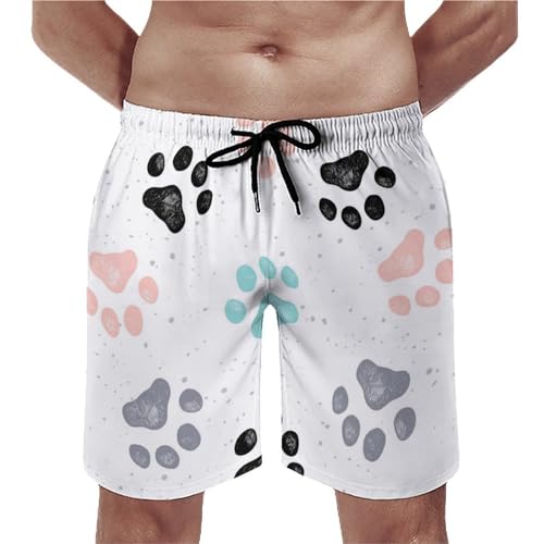 Swim trunk avec poches short de bain homme imprimé patte de chien maillot de bain taille S
