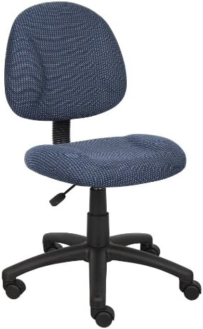 Boss Office Products Perfect Posture Delux Fabric Task Chair without Arms in Blue