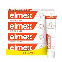 ELMEX - Elmex Anti-Caries Toothpaste Original 0% Colorants - Caries - Sensitive Teeth, Painful Gums, Enamel Protection - 4X75 ml